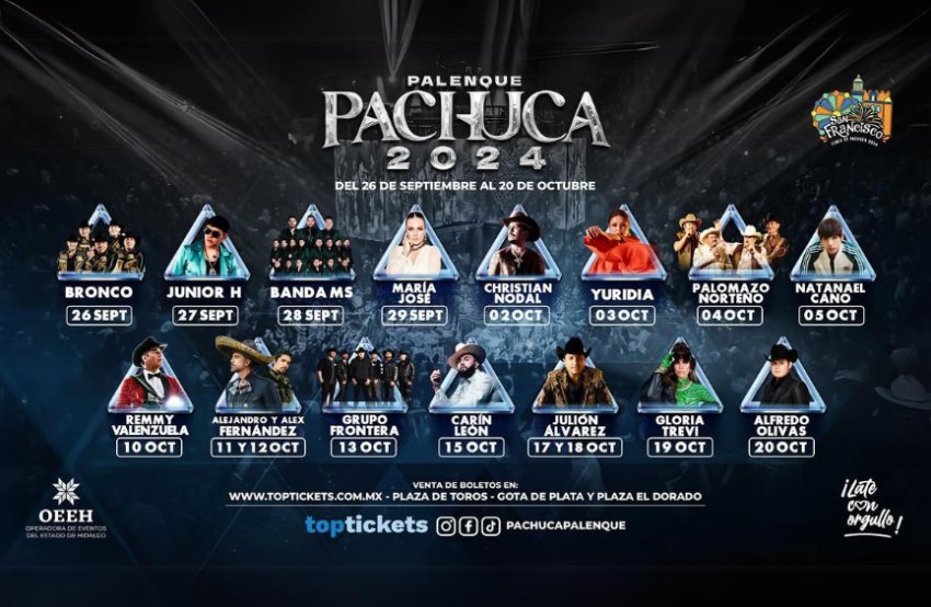 Cartelera del Palenque de la Feria Pachuca 2024